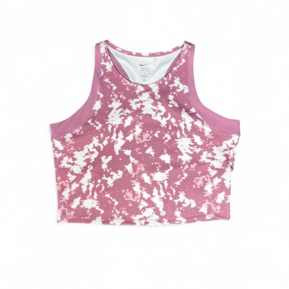 Nike One Cropped Tank Top - Pink White | Size XL